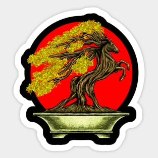 Bonsai horse red moon Sticker